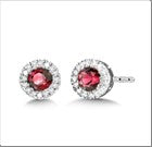 Precious Color Collection Stud Color Gemstone Earrings in 14 Karat White with 2 Round Rubies 0.50ctw