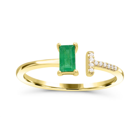 Color Gemstone Ring in 10 Karat Yellow with 1 Baguette Emerald 5mm-5mm