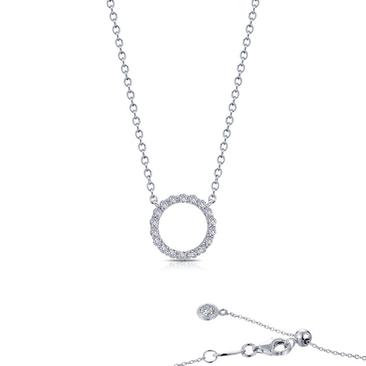 Circle Simulated Diamond Necklace in Platinum Bonded Sterling Silver 0.54ctw