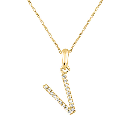 Natural Diamond Necklace in 14 Karat Yellow with 0.07ctw Round Diamond