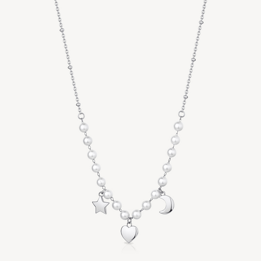 Station Simulated Diamond Necklace in Stainless Steel