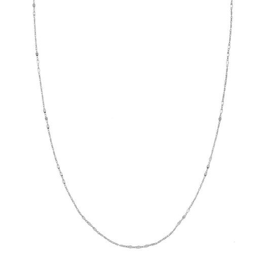 Station Necklace (No Stones) in 14 Karat White