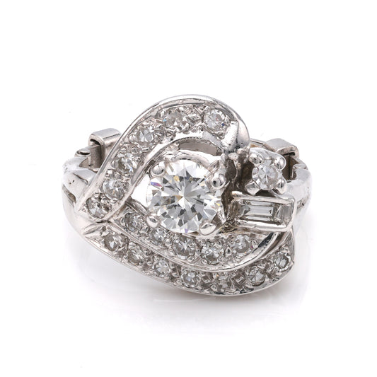 M Estate Collection Vintage Fashion Ring in Platinum White with 0.48ctw H VS2 Round Diamond