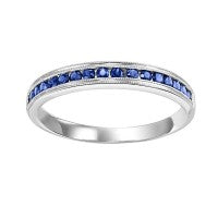 Semi-Precious Color Collection Stackable Color Gemstone Band in 10 Karat White with 17 Round BL Sapphires 0.33ctw