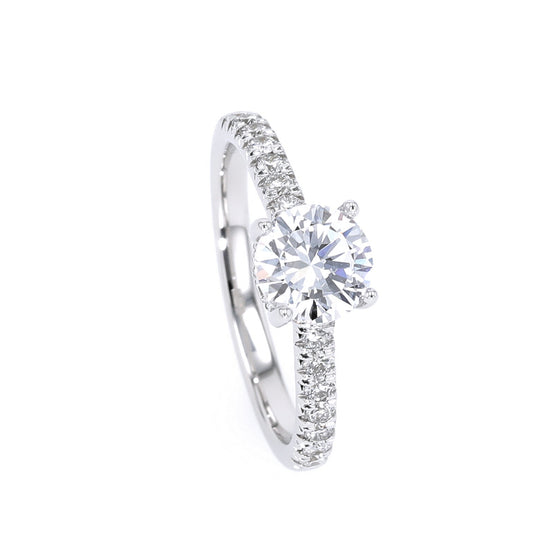 Hidden Accent Lab-Grown Diamond Semi-Mount Engagement Ring in 14 Karat White with 22 Round Lab Grown Diamonds, Color: G/H, Clarity: VS2-SI1, totaling 0.33ctw