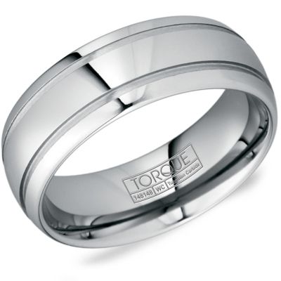 Carved Band (No Stones) in Tungsten Carbide White 8MM