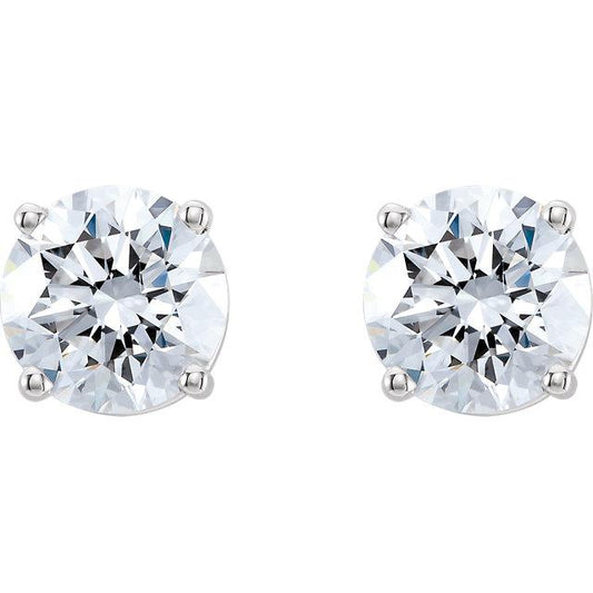 M Puremark Powered by Clarity Collection Lab-Grown Diamond Studs in 18 Karat White with 2.09ctw D VVS2 Round Lab Grown Diamond