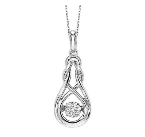 Natural Diamond Necklace in Sterling Silver White with 0.08ctw Round Diamonds