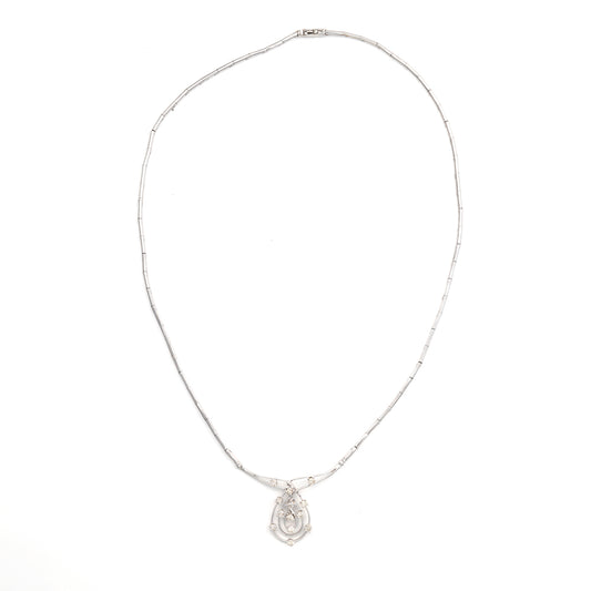 M Estate Collection Natural Diamond Necklace in 18 Karat White with 0.72ctw SI2-I1 Round Diamonds