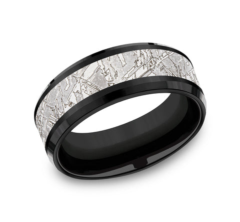 Carved Band (No Stones) in Tantalum - Titanium Black - Grey 8MM