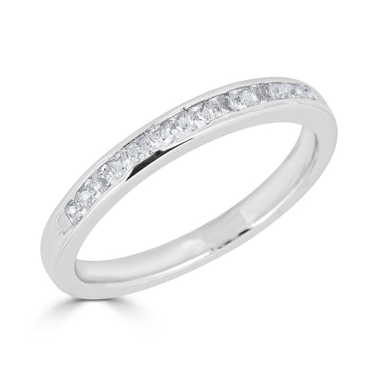 Natural Diamond Stackable Ladies Wedding Band in 14 Karat White with 0.31ctw G/H SI2 Princess Diamonds