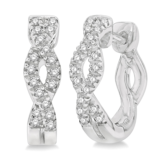 Huggie Natural Diamond Earrings in 10 Karat White with 0.14ctw Round Diamonds