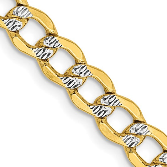 22" Curb 5.2mm Chain in 14 Karat White - Yellow