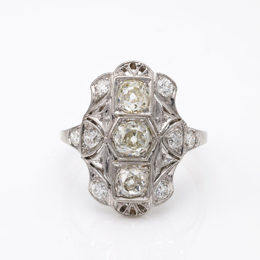 M Estate Collection Vintage Fashion Ring in Platinum White with 0.65ctw K/L SI1 Old European Diamond