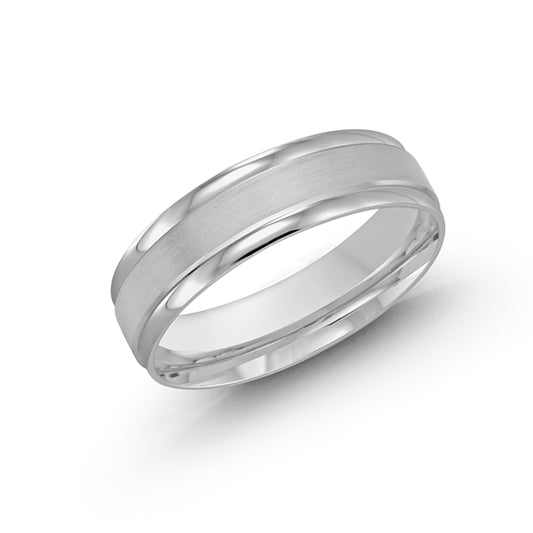 Carved Band (No Stones) in 10 Karat White Gold 6MM