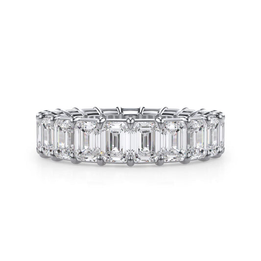 Lab-Grown Diamond Eternity Ladies Wedding Band in 14 Karat White with 4.85ctw F/G VS2 Emerald Diamonds