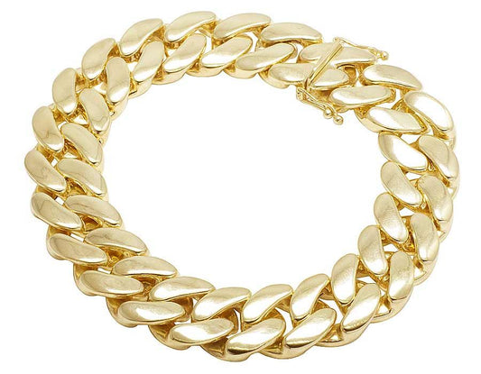 Cuban Link Bracelet (No Stones) in 10 Karat Yellow