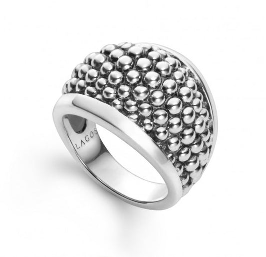 Signature Caviar Collection Fashion Ring (No Stones) in Sterling Silver White 16MM