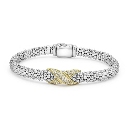 Natural Diamond Bracelet in Sterling Silver - 18 Karat White - Yellow with 0.36ctw Round Diamond