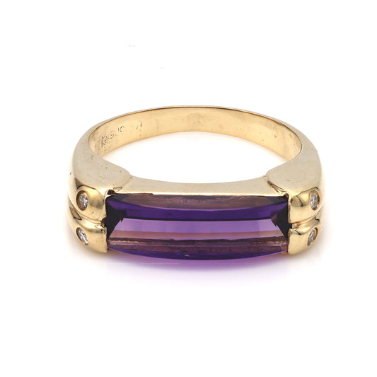 M Estate Collection Color Gemstone Ring in 14 Karat Yellow with 1 Unique Amethyst 1.50ctw 14.5mm-14.5mm