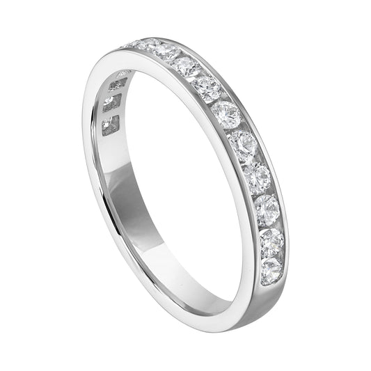 Natural Diamond Ladies Wedding Band in 14 Karat White with 0.50ctw Round Diamond