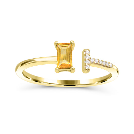 Color Gemstone Ring in 10 Karat Yellow with 1 Baguette Citrine 5mm-5mm