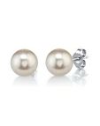 Stud Color Gemstone Earrings in 14 Karat White with 2 Cultured Pearls 6.5mm-7mm