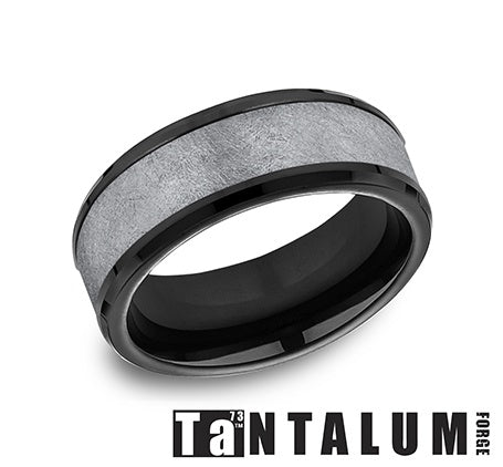 Carved Band (No Stones) in Tantalum Black - Grey 8MM