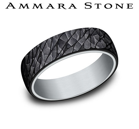 Benchmark Carved Band (No Stones) in Titanium 14 Karat White Grey 6.5MM