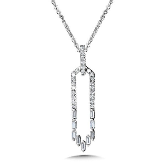 Natural Diamond Necklace in 14 Karat White with 0.24ctw Various Shapes Diamond