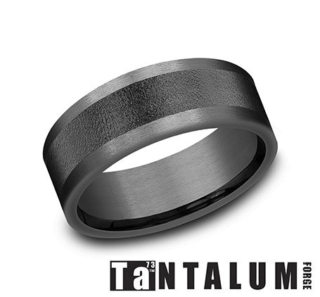 Carved Band (No Stones) in Tantalum Grey 8MM