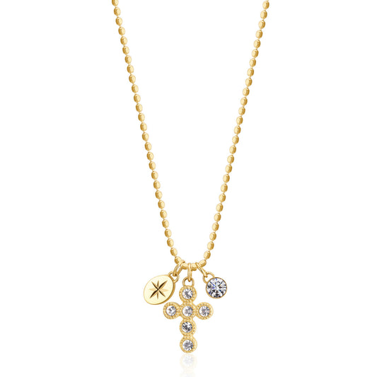 Cross Simulated Diamond Necklace in Stainless Steel