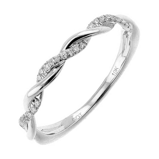 Natural Diamond Stackable Fashion Ring in 10 Karat White with 0.05ctw Round Diamonds