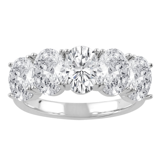 Lab-Grown Diamond Lab-Grown Diamond Ladies Wedding Band in 14 Karat White with 1.19ctw F VS1 Oval Lab Grown Diamond