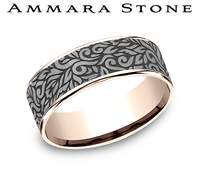 Carved Band (No Stones) in Tantalum - 14 Karat Grey - Rose 7.5MM