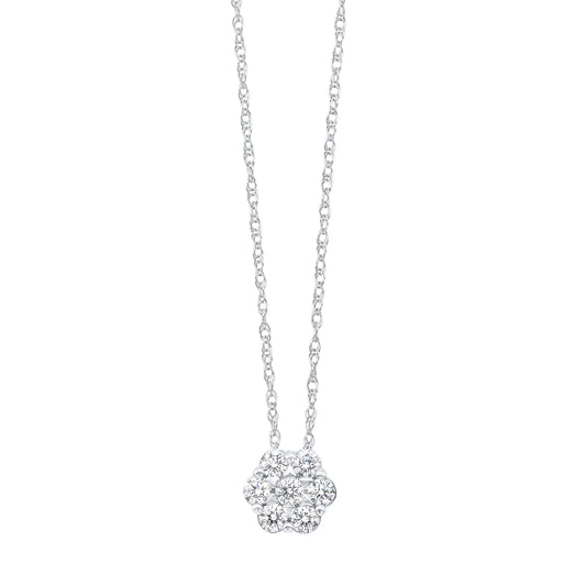 Natural Diamond Necklace in 14 Karat White with 0.71ctw Round Diamonds