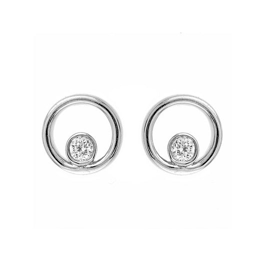 ReMARKable Designs Marks 89 Stud Natural Diamond Earrings in Sterling Silver White with 0.10ctw Round Diamonds