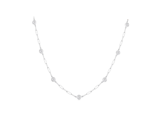 ReMARKABLE Designs Natural Diamond Necklace in 14 Karat White Gold with 1.00ctw Round Diamonds