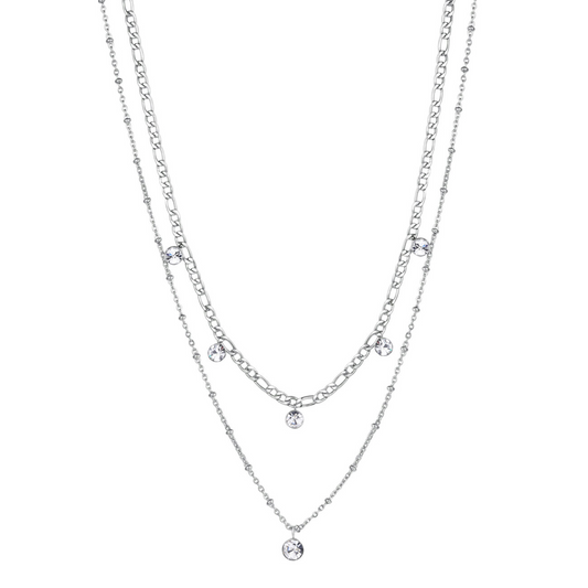 Station Simulated Diamond Necklace in Stainless Steel