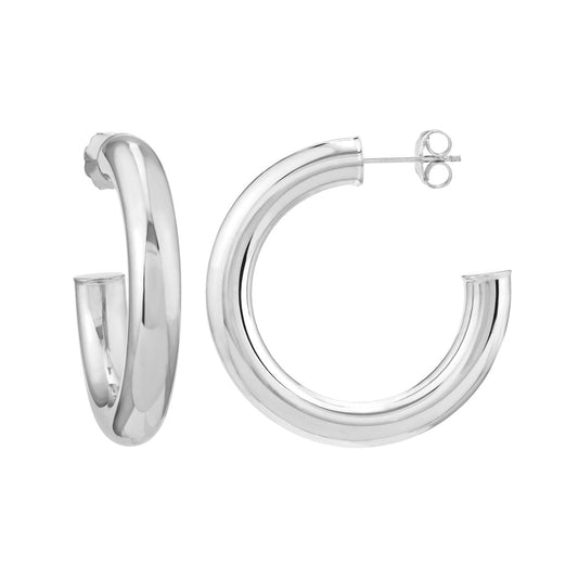 ReMARKable Designs Medium Hoop Earrings (No Stones) in 14 Karat White