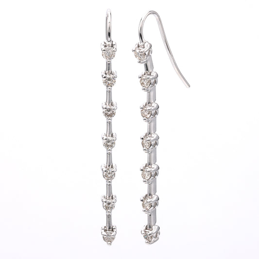 M Estate Collection Dangle Natural Diamond Earrings in 14 Karat White with 0.50ctw Round Diamonds