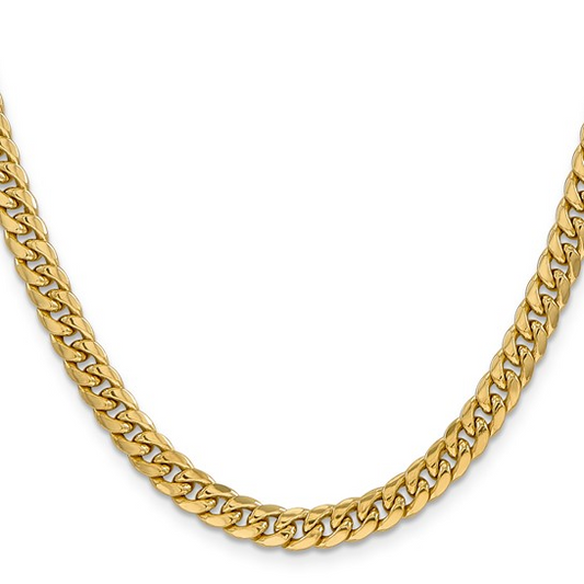 20" Cuban Link 6mm Chain in 14 Karat Yellow