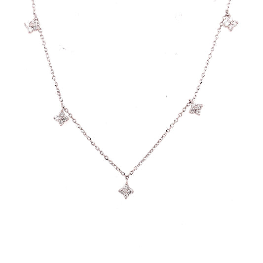 Natural Diamond Necklace in 14 Karat White with 0.24ctw Round Diamonds