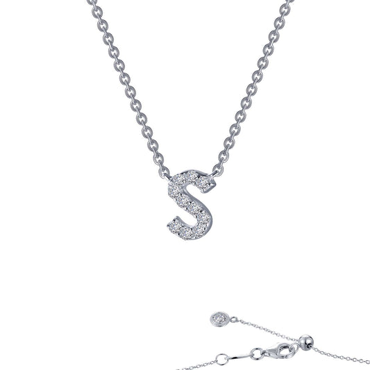 Initial Simulated Diamond Necklace in Platinum Bonded Sterling Silver 0.36ctw