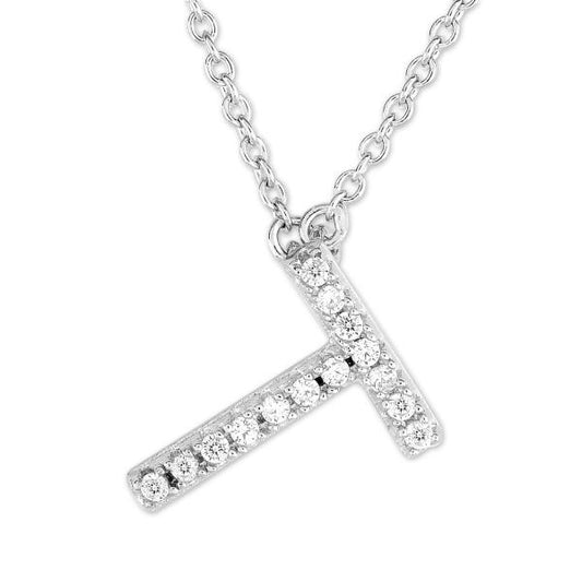 Initial Simulated Diamond Necklace in Sterling Silver