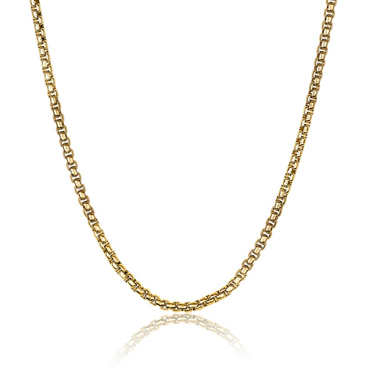 ItalGem Steel Round Box Chain in Stainless Steel Yellow, 30" 2.5mm