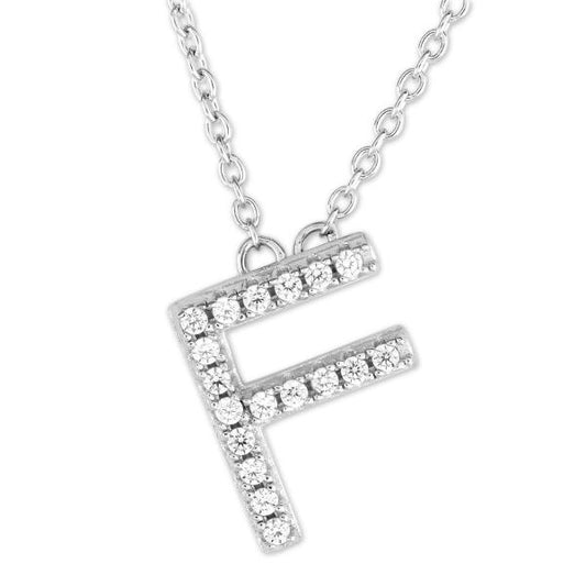 Initial Simulated Diamond Necklace in Sterling Silver