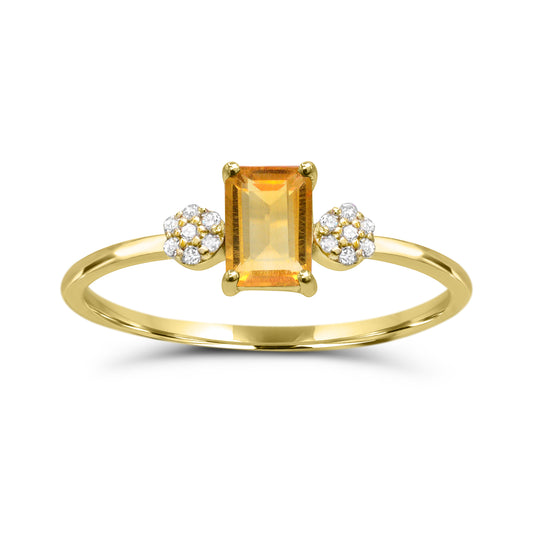 Color Gemstone Ring in 10 Karat Yellow with 1 Emerald Citrine 6mm-6mm