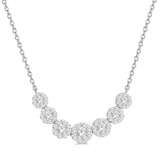 Lovebright Collection Natural Diamond Necklace in 14 Karat White with 0.72ctw Round Diamonds