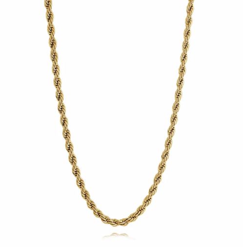 ItalGem Steel Rope Chain in Stainless Steel Yellow with 22" Length and 3mm Width